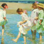 Edward Henry Potthast-Girls on the beach_d