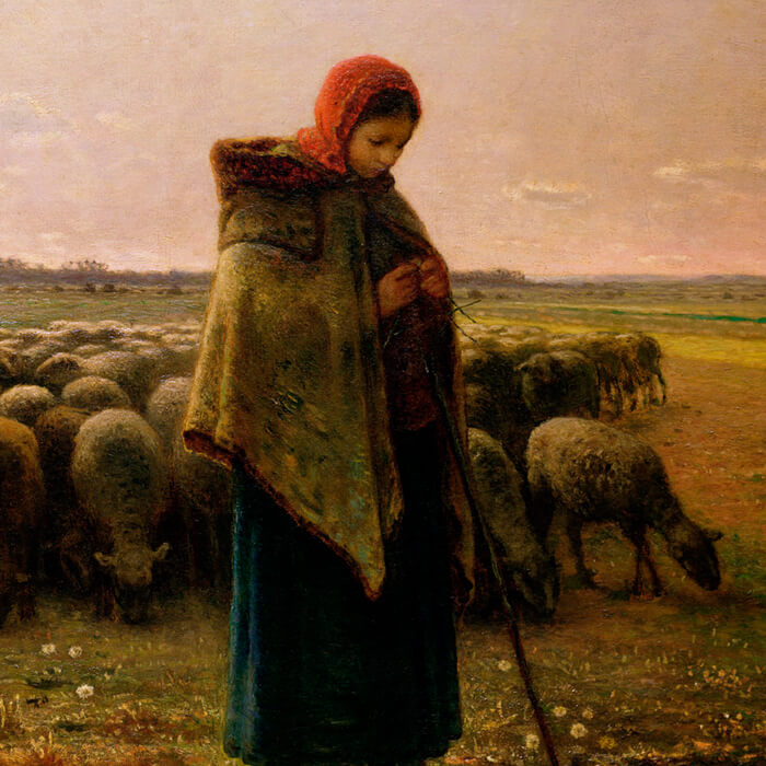 ジャン＝フランソワ・ミレー / Shepherdess with her Flock | 壁紙