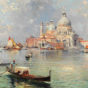 Franz Richard Unterberger – Gondolas in front of the Santa Maria della Salute, Venice d