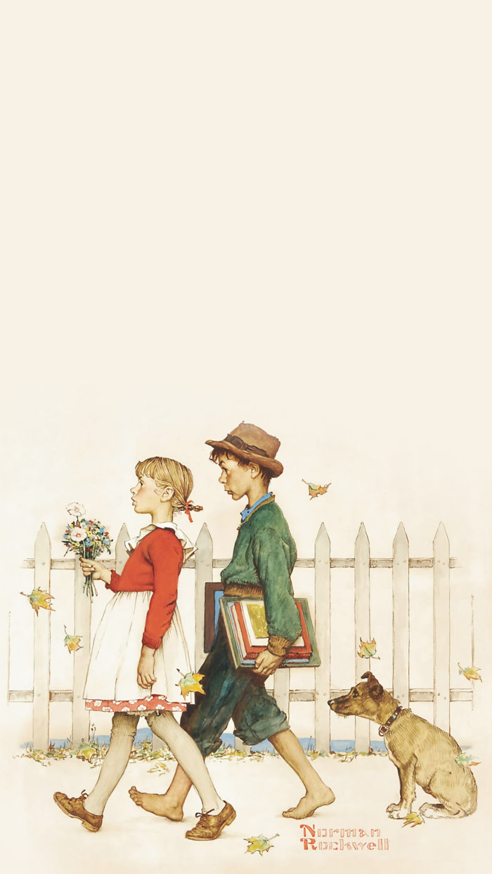 Norman Rockwell - Young Love- Walking to School 1 1080x1920