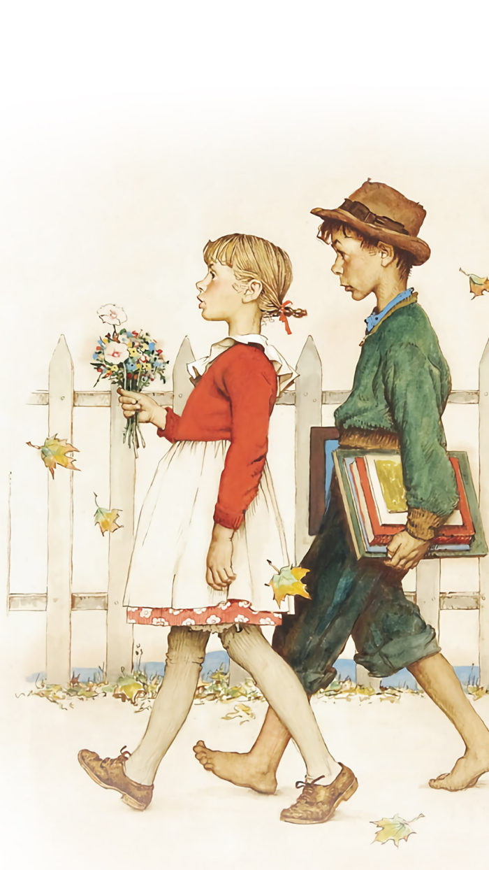 Norman Rockwell - Young Love- Walking to School 2 1080x1920