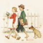 Norman Rockwell – Young Love- Walking to School d