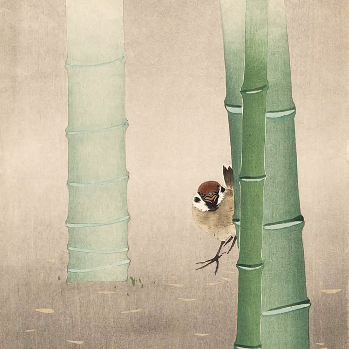 Ohara koson - Sparrow and Bamboo d