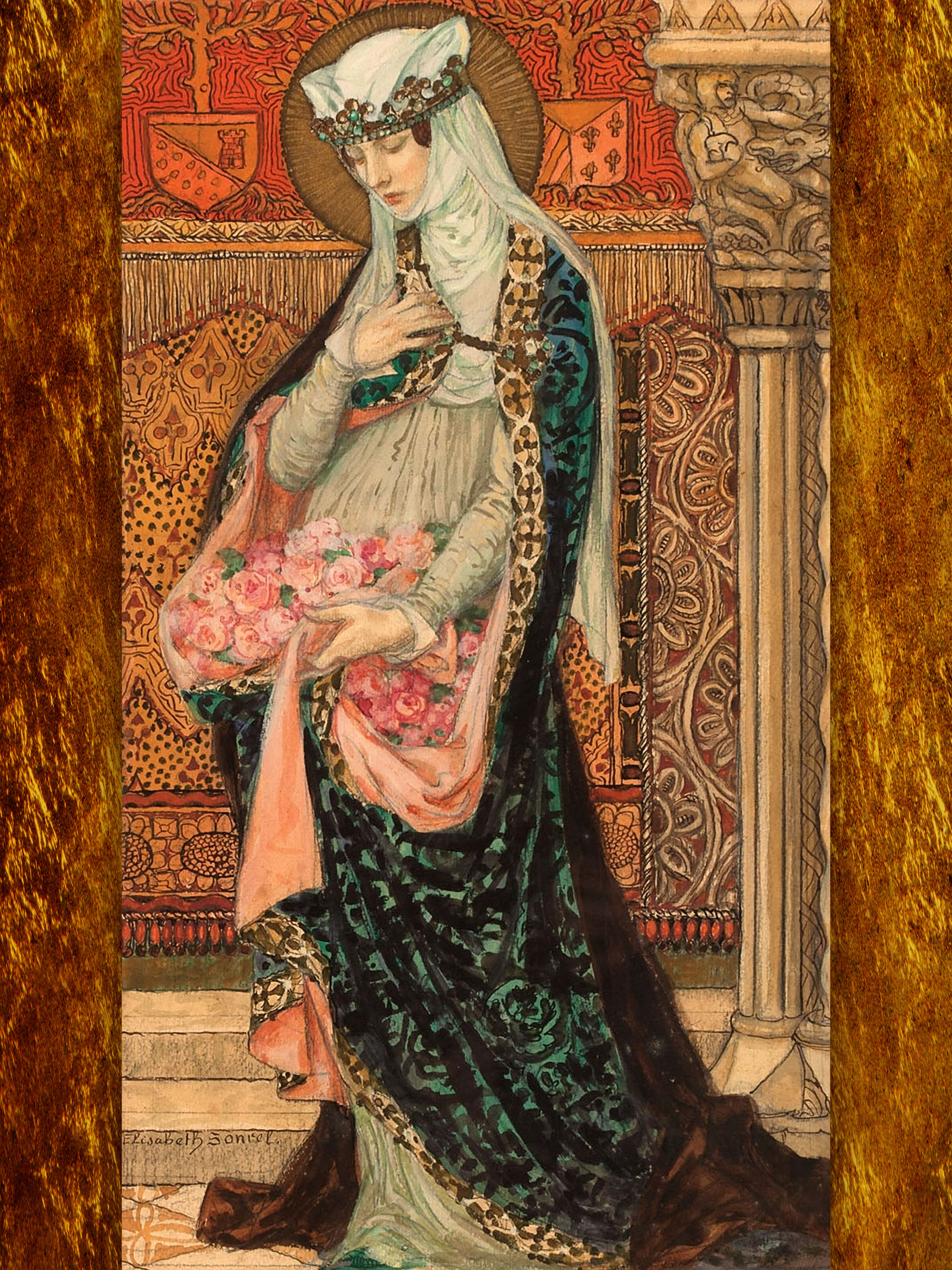 エリザベス ソンレル Portrait Of A Renaissance Woman Holding Roses 壁紙ギャラリー Kagirohi
