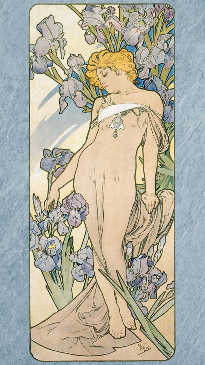 ミュシャ 四つの花 アイリス Alfons Mucha - Four flowers iris 1080x1920 2