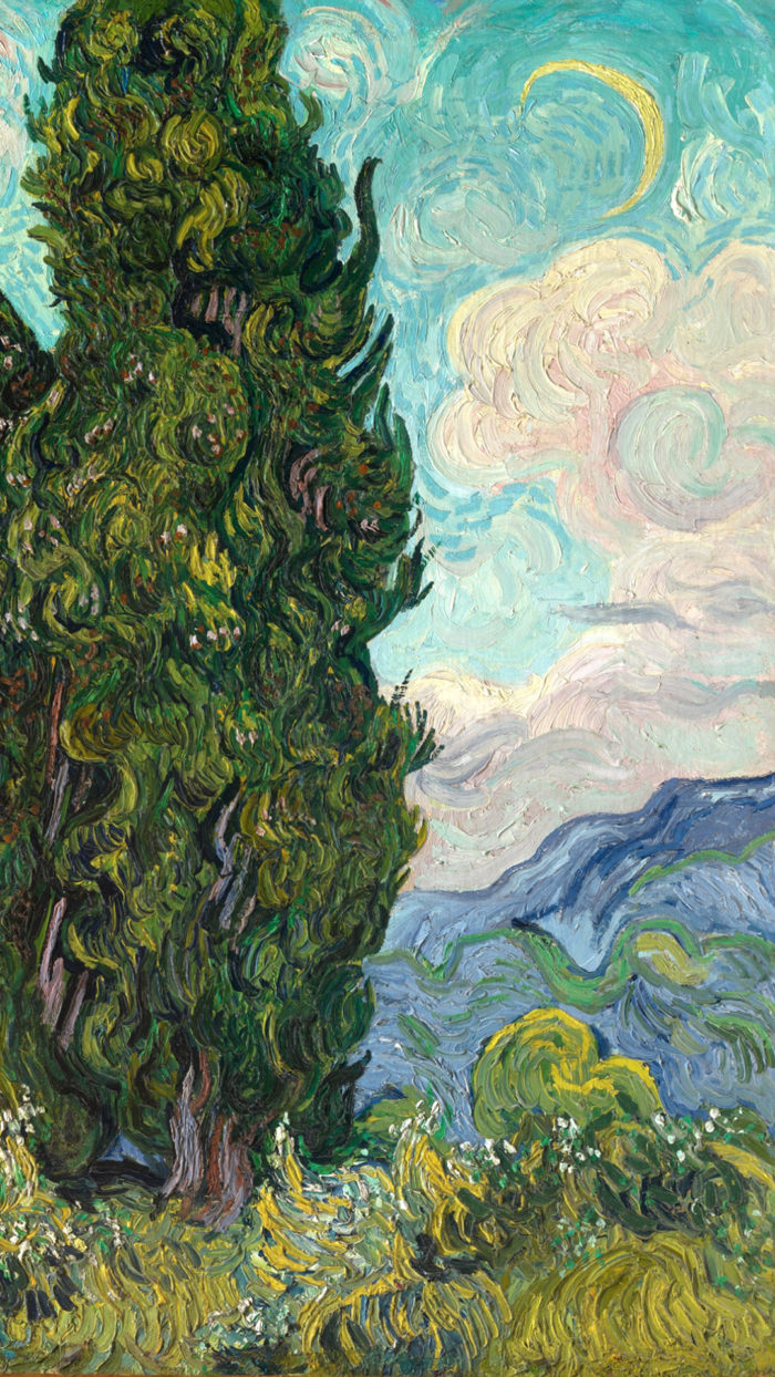 ゴッホ 糸杉 Vincent van Gogh - Cypresses 1080x1920