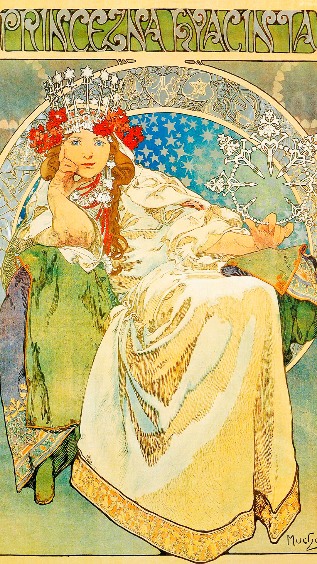 ミュシャ ヒヤシンス姫 Alfons Maria Mucha - princess hyacinth 1080x1920
