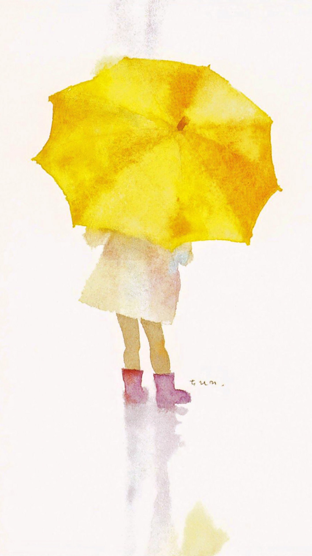 いわさきちひろ 黄色い傘の少女 Iwasaki Chihiro - Kiiroi kasa no shoujo 1080x1920