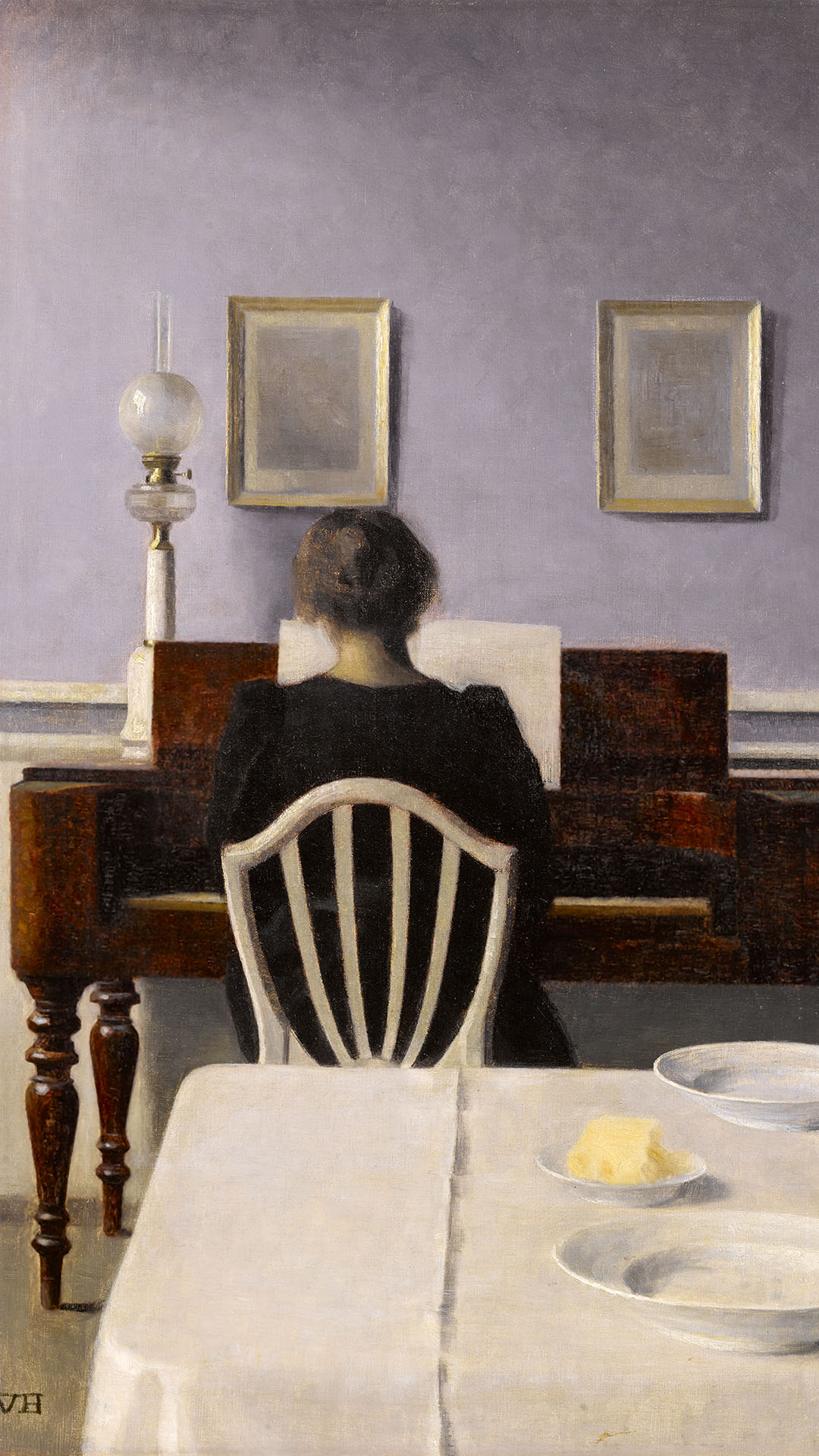 Vilhelm Hammershoi - Interior with Woman at Piano, Strandgade 30 1080x1920