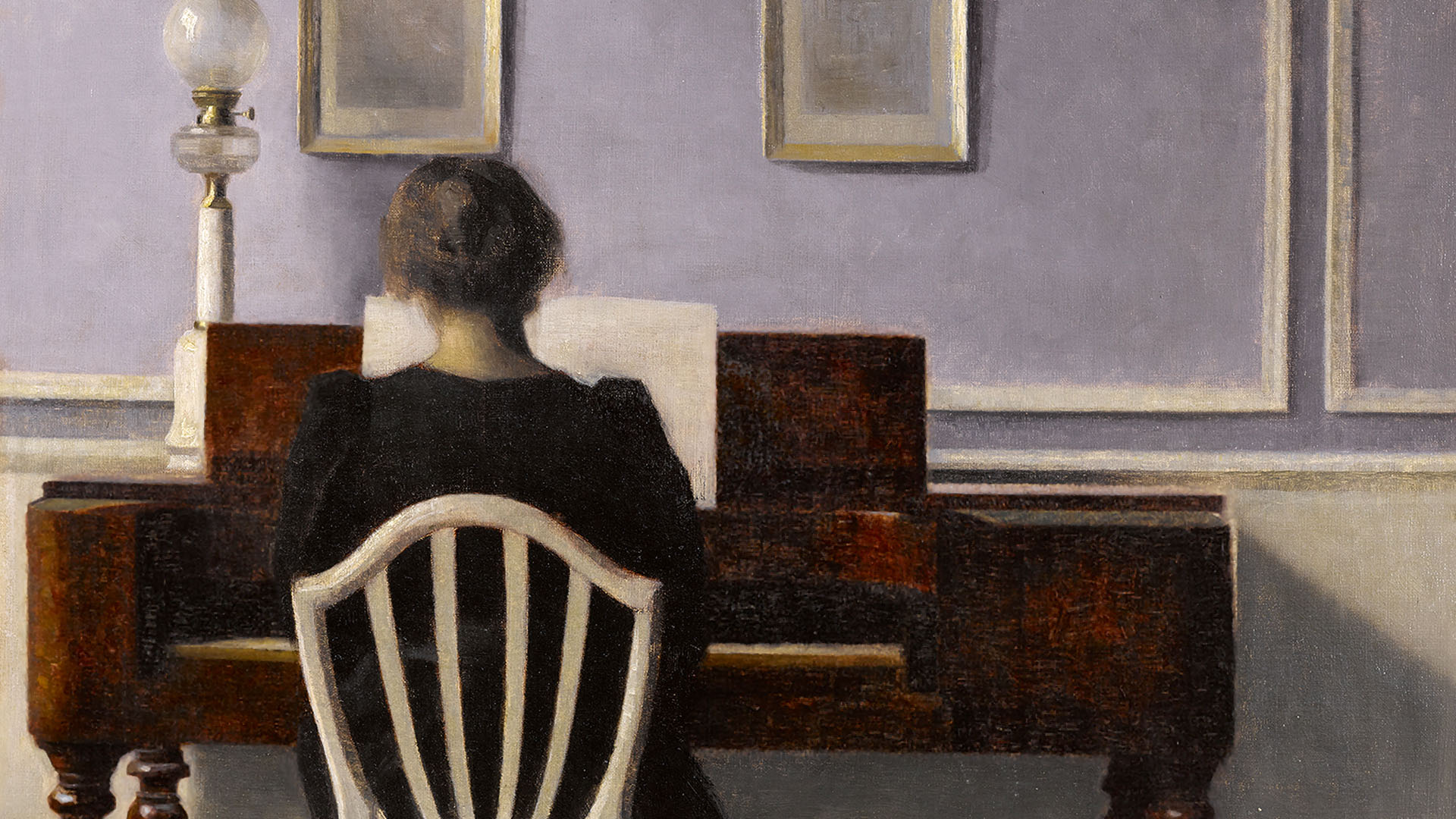 Vilhelm Hammershoi - Interior with Woman at Piano, Strandgade 30 1920x1080