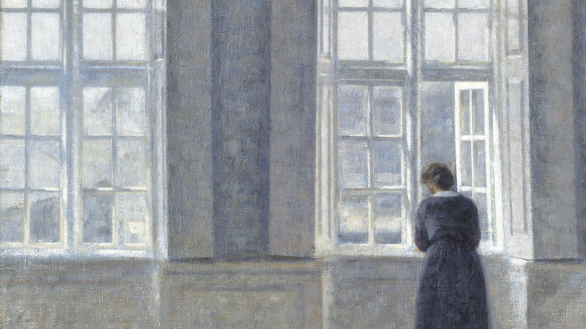 Vilhelm Hammershoi - Tall windows 1920x1080