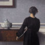Vilhelm Hammershoi – Interior with Young Woman d