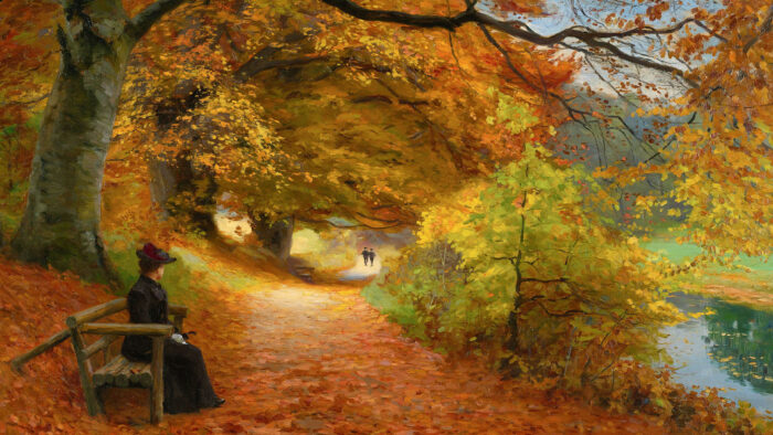 Hans A Brendekilde - A wooded path in autumn 3840x2160